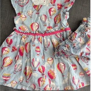 Baby Girl Hot Air Balloon Print Dress - Pink & Light Blue
